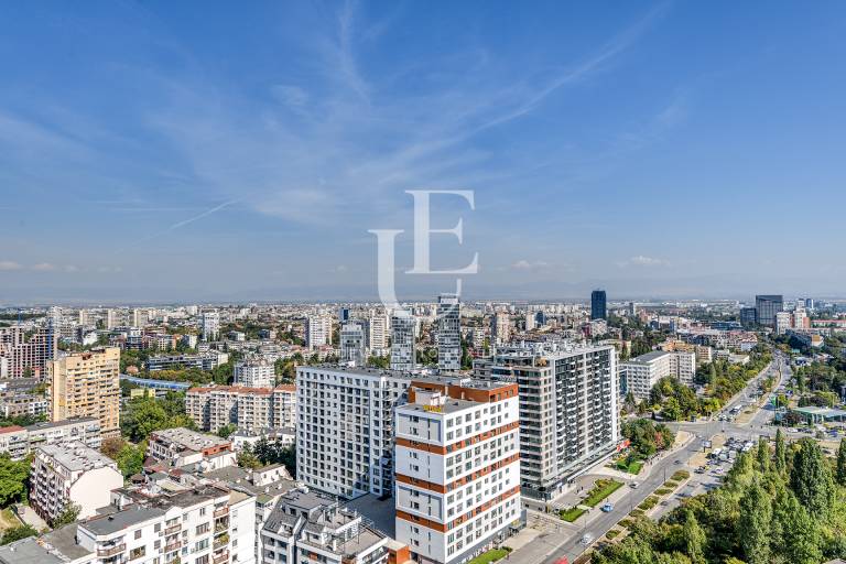 Apartment with panoramic windows in an innovative building