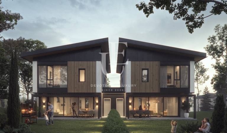 Gated complex with modern houses and apartments